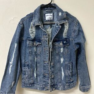 Highway Jeans Distressed Denim Jacket womens size small‎